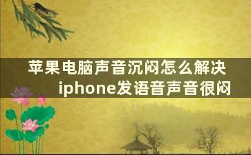 苹果电脑声音沉闷怎么解决 iphone发语音声音很闷